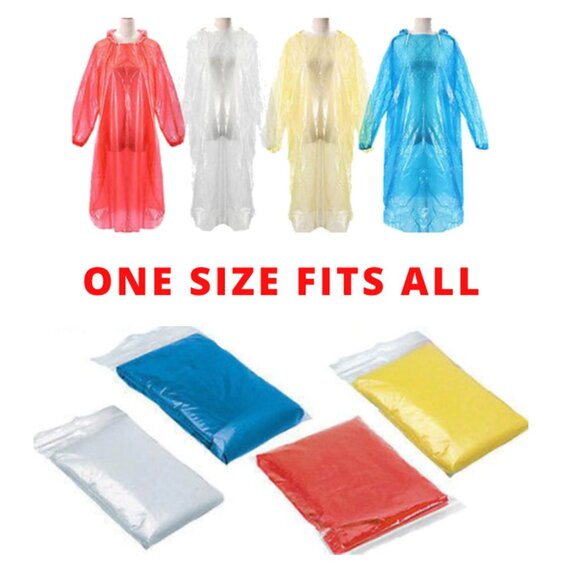 16PCS Unisex Adult Waterproof Raincoat Rain Coat Hooded Jacket Rainwear Camping - Picture 3 of 5